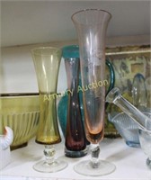 COLORED GLASS BUD VASES