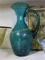 CRACKLE ART GLASS PITCHER