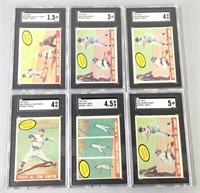 6 1959 Baseball Thrills Graded Cards