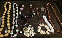 Wood beaded necklaces & 2 bracelets