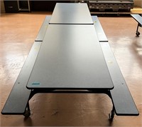 Blue Fold Up Cafeteria Table, Bench Type