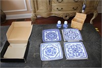 Bombay set of 4 plates, S&P shakers