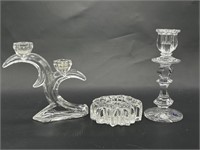 (3) Mismatched Crystal Candlesticks, 1 is Dbl