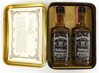 Two Jack Daniel's Mini Bottles in Tin Box