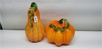 2 Large Glass Pumpkins, 11" and 7"