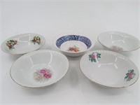Lot Porcelain Soup Cereal Bowls Vintage Floral