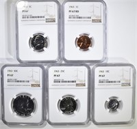 1963 PROOF SET ALL COINS NGC PF-67