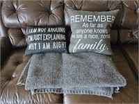 Decorative Pillows & Wool Throw