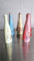 8 SETS NEW SAKE CARAFES (PINK / GREEN/ TAN / BLUE)