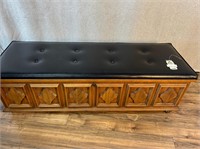 Mid Century Modern Lane Padded Bench on Casters