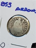 45° Rotated Reverse 1953 Seated Liberty Dime With