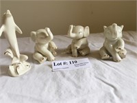 Four Pcs of Lenox including Elephants and Dolphin