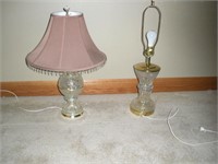 (2) Glass Table Lamps  30 inches tall
