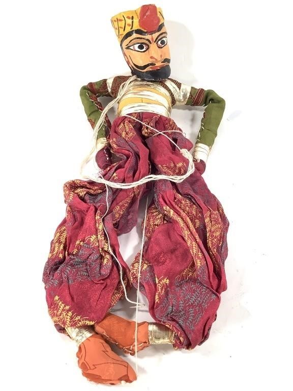 Traditional Indian String Puppet Bearded Man w Hat