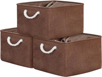 3-Pack Fabric Storage Cubes, Brown