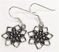 Sterling Silver Lotus Earrings NEW