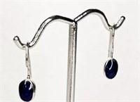 Blue Dangle Sterling Silver Earrings NEW