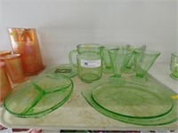 (8) Green Depression Glassware