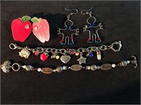 Teacher Bracelets (2) & Pierced Earrings (2)