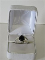 VINTAGE MENS STERLING SILVER RING WITH STONE