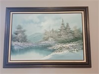 44x31 River Winter Landscape  Canvus Artwork