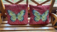 Pair of Butterfly Accent Pillows Patio Sunroom.