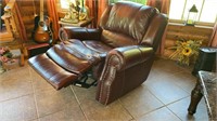 Large Faux Leather Rocker Recliner With Nailhead