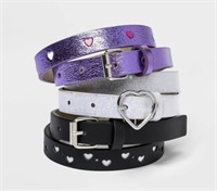 Girls Fashion Belts - XL 3pk