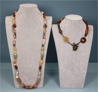 (2) Agate Beaded Necklaces