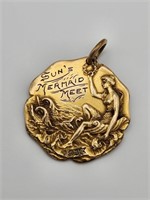 1913 Mermaid Meet Girls Swimming Gold Filled Medal