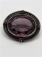 Beautiful Victorian Amethyst Glass Brooch