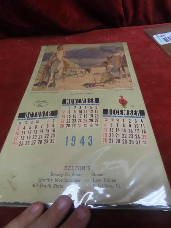 1943 Kelton's Belvidere, Illinois calendar