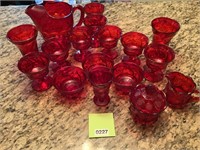 Fostoria Ruby glass and Coin