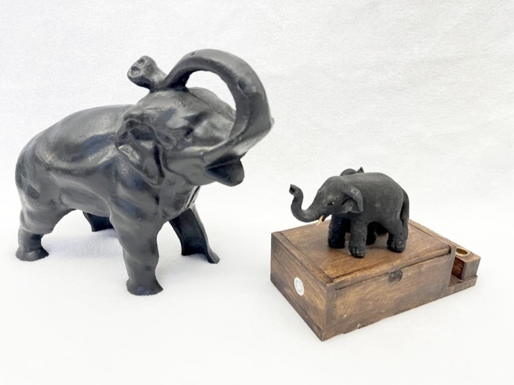 Elephant Bank and Trinket Box