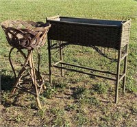 2 Planters / Plant Stands Wicker & Willow