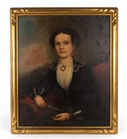 19th C Oil on Canvas Portrait of Woman