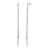 Sterling Silver Chain Tassel & Bar Drop Earrings