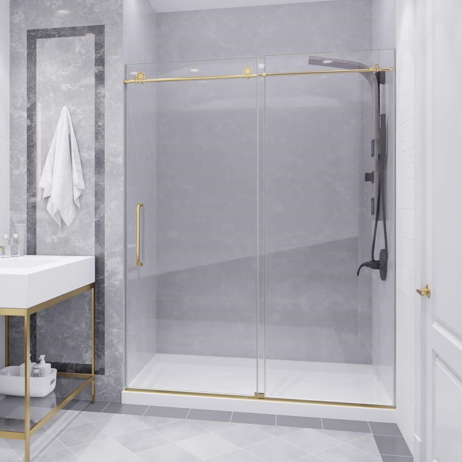 ANZZI 76x60 Shower Door  Brushed Gold