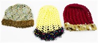 Three Knit Beanie Hats by S. Anna Morgan