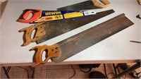 Mitre saw 26” blade & 3 wood saws