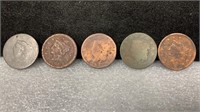 (5) Large Cents: Partial or No Date