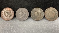 (4) Large Cents: 1836, 1837, 1838, 1839