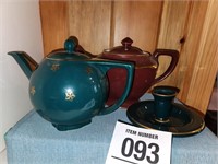Hall teapots & candlestick