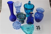 (8) pcs - "Blues"/Candy Dishes, Vases, etc.