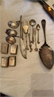 Group lot of old silverplate items , pie server,