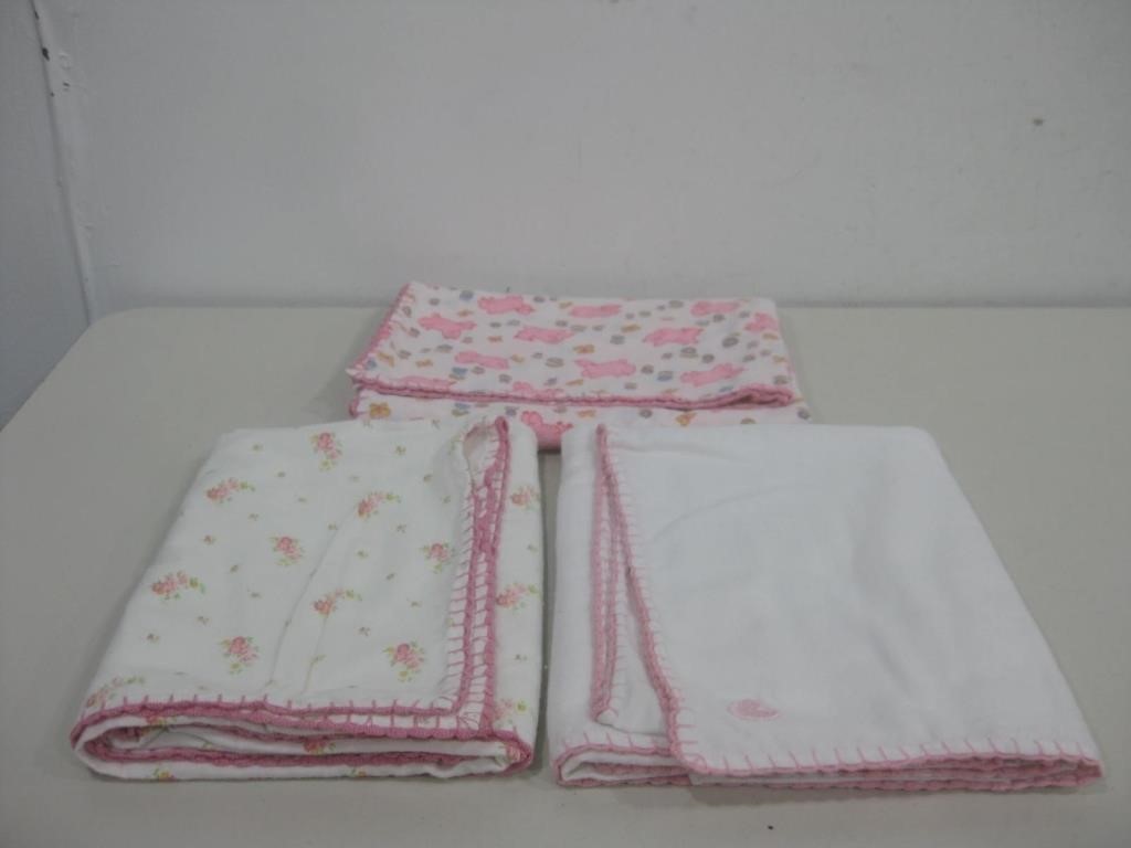 Three Baby Blankets Largest 36"x 45"