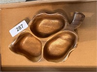 Segmented Leaf Shape Wood Bowl