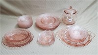 Lot of Assorted Pink Depression Glass