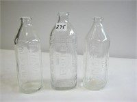 3 Antique Glass Baby Bottles