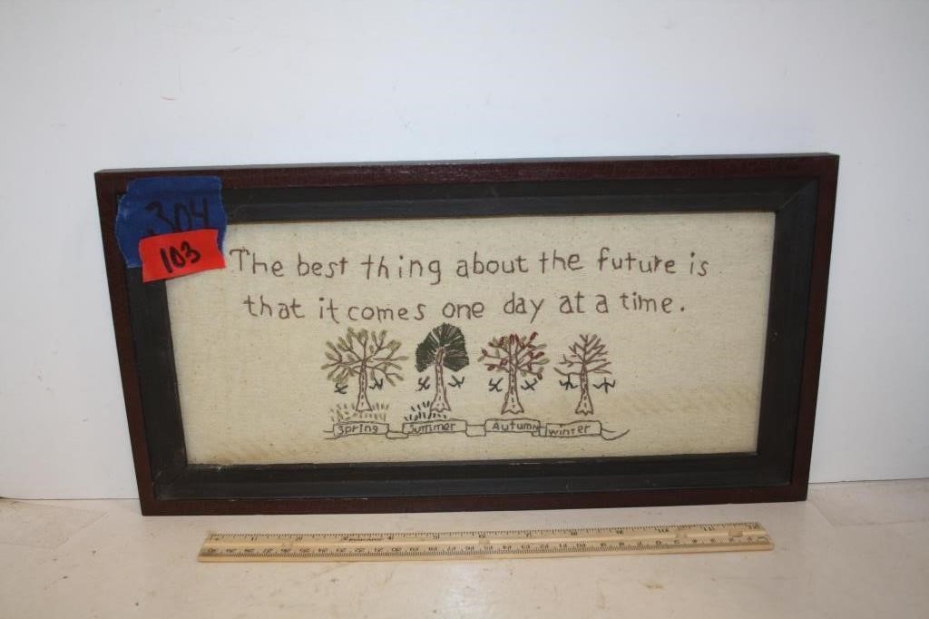 Framed Needle Point Wall Decor Season Theme